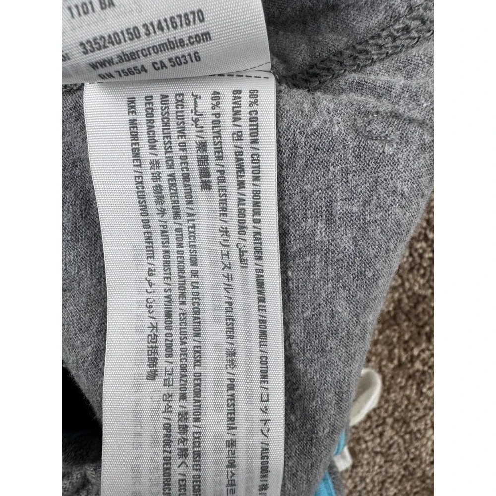 Hollister Mens Heather Grey Surf Co Logo Sweat Shorts Medium Drawstring Fleece - Picture 5 of 7